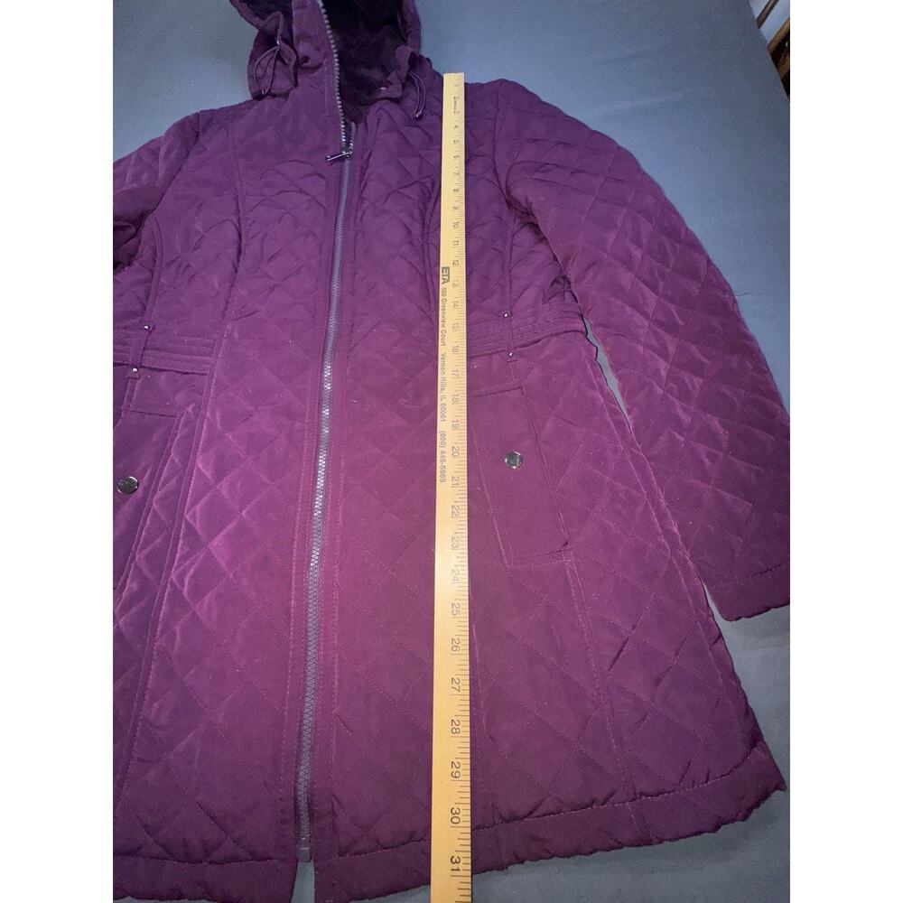 Liz Claiborne Women’s Purple Hooded Quilted Mid-Length Jacket Zip/Snap M - Picture 6 of 11